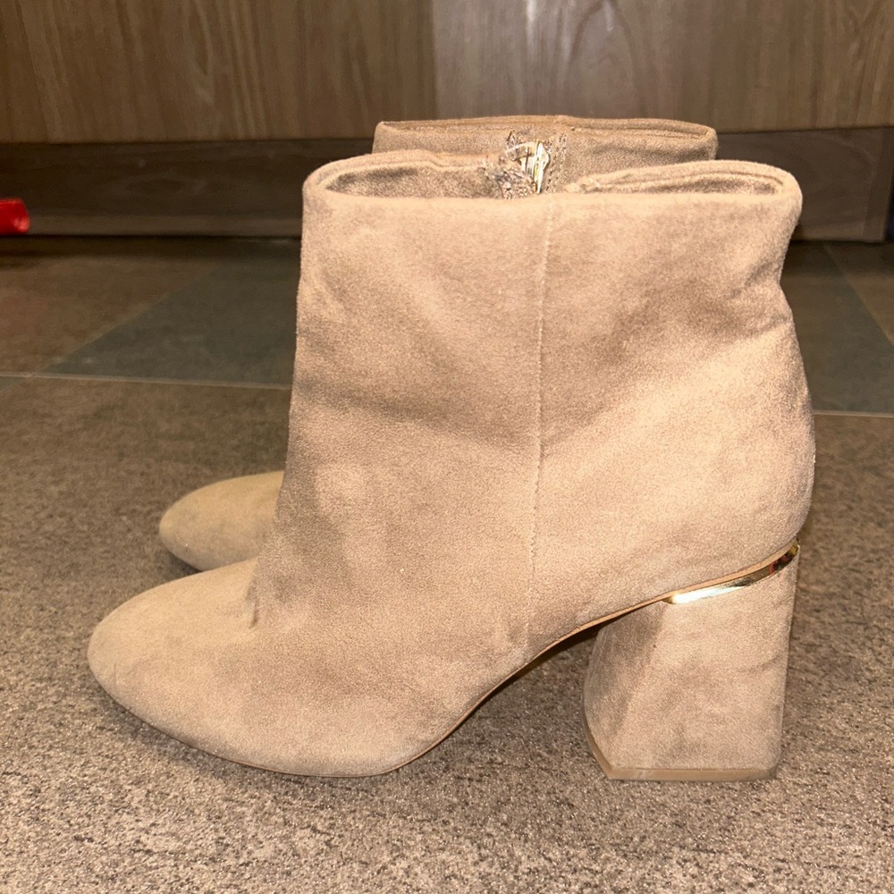 Bershka Suede Tan Ankle Boots